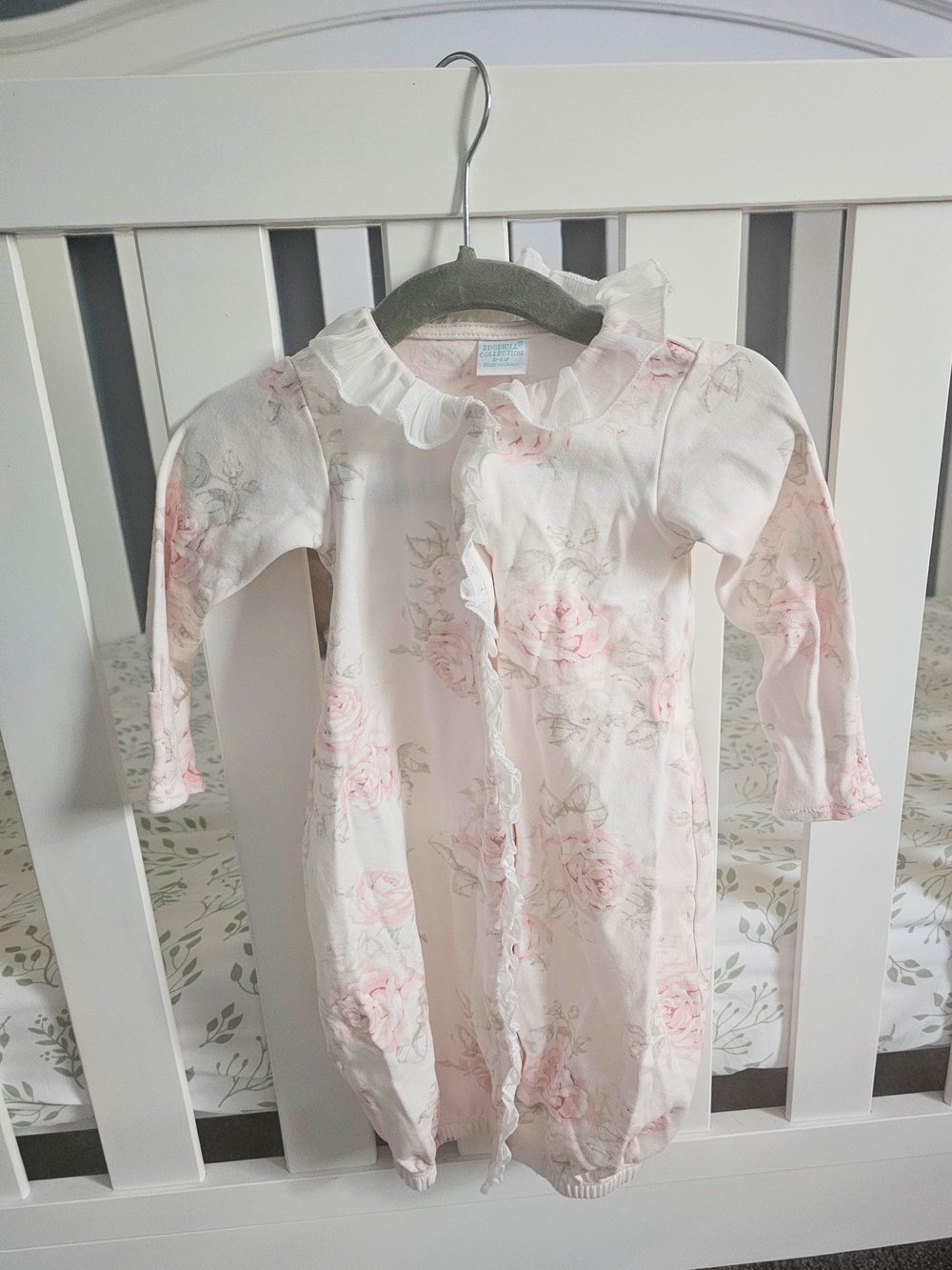Edgehill Collection 0-6M Pink Rose Floral Baby Gown NWOT